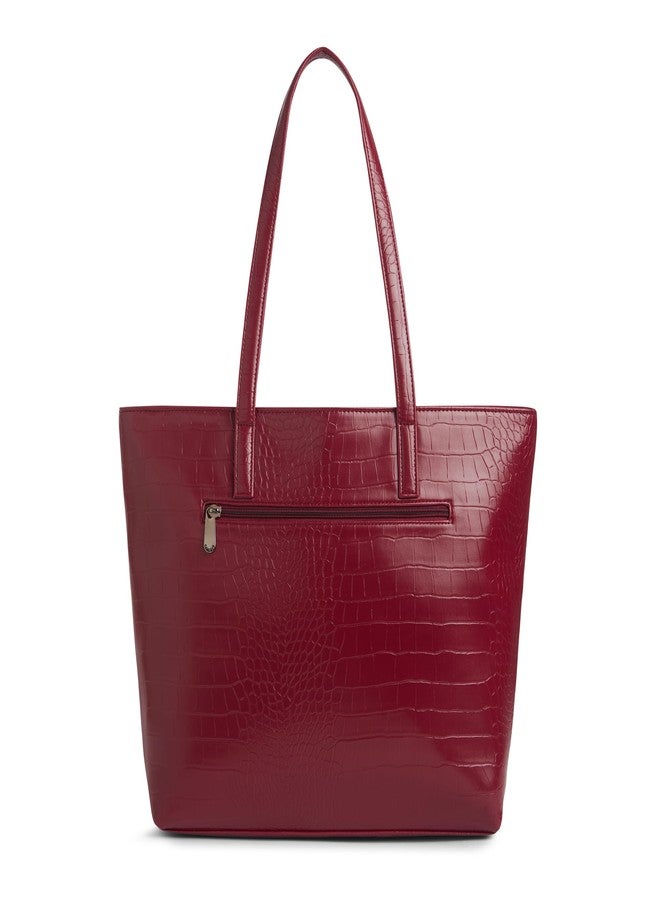 كابريس حقيبة حمل كبيرة من كابريس تكساس للنساء، متوافقة مع أجهزة الكمبيوتر المحمولة مقاس 15.6 بوصة | أنيقة ومتينة وواسعة مع جيوب متعددة وجيب خلفي بسحاب للعمل والسفر والاستخدام اليومي (لون أحمر كرزي) - Image 5